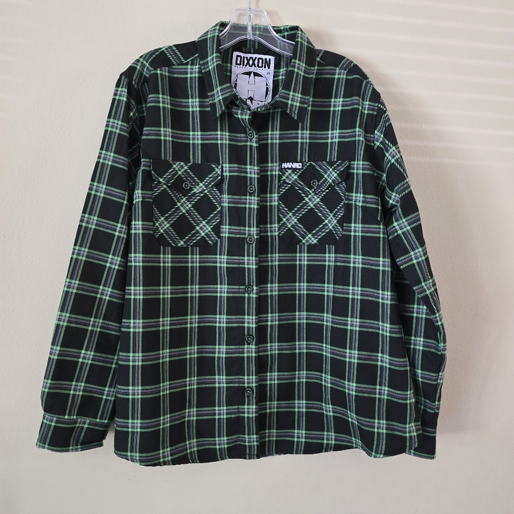 DIXXON‎ Men's Green and Black Checkered Shirt Button Down Size 2X